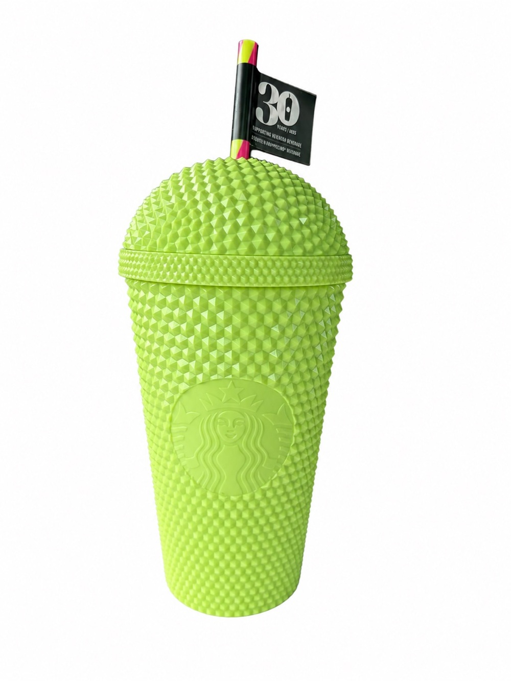 RARE Starbucks 30th Anniversary Neon Green Studded Cold Cup